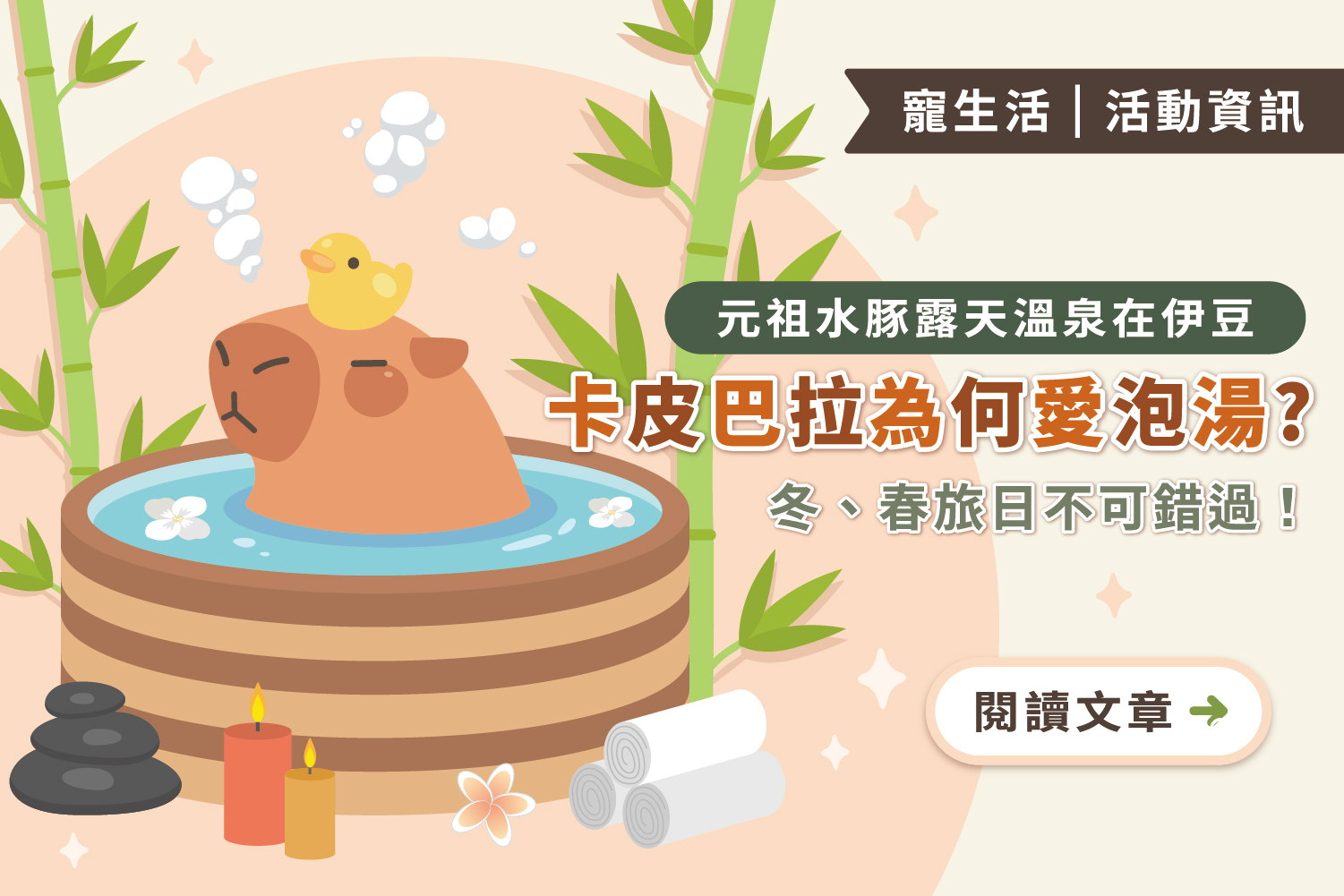水豚溫泉季2024/11/1~2025/4/6｜卡皮巴拉為何愛泡湯？元祖水豚露天溫泉在伊豆，冬、春旅日不可錯過！